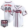 Custom Atlanta Braves White CONTON USA 250 Fourth of July Vapor Premier Limited Jersey ¨C All Stitched