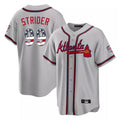 Atlanta Braves #99 Spencer Strider Player Gray CONTON USA 250 Fourth Of July Limited Home Game Stitched Jerseys