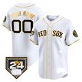 Custom Boston Red Sox 2024 Spring Training Patch Vapor Premier Limited Jersey ¨C White Gold CONTON