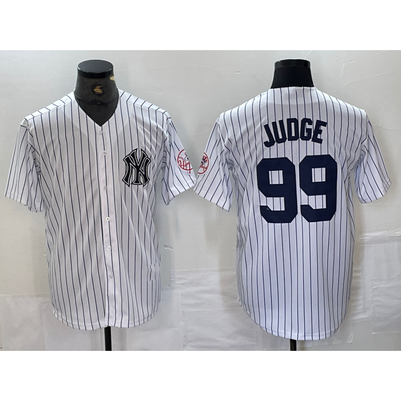 New York Yankees #99 Aaron Judge Name White CONTON With Patch 2024 Cool Base Stitched Jersey
