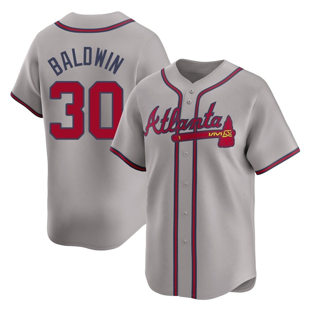 Atlanta Braves #30 Drake Baldwin Player Gray CONTON Limited Home Game Stitched Jerseys