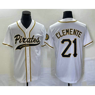 Pittsburgh Pirates #21 Roberto Clemente White CONTON Cool Base Stitched Jersey
