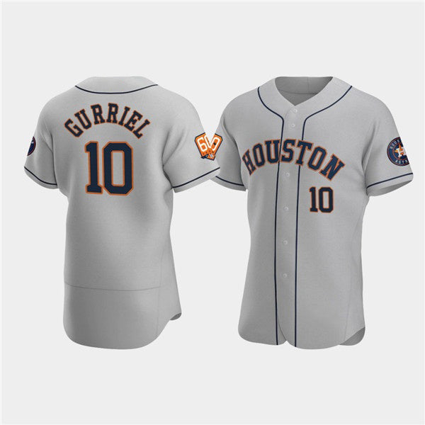 Houston Astros #10 Yuli Gurriel Gray CONTON 60th Anniversary Flex Base Stitched Jersey