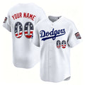 Custom Los Angeles Dodgers White CONTON USA 250 Fourth of July Limited Stitched Jersey