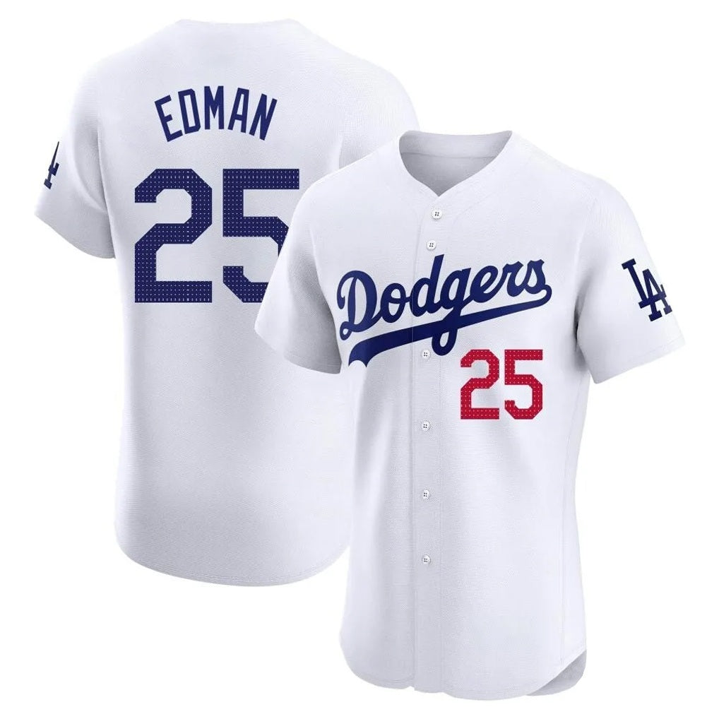 Los Angeles Dodgers #25 Tommy Edman Player Gold White CONTON Limited Elite Home Stitched Jerseys