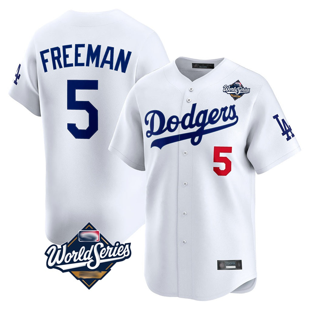 Los Angeles Dodgers #5 Freddie Freeman Player White CONTON World Series Limited Home Stitched Jerseys