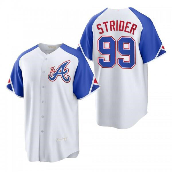 Atlanta Braves #99 Spencer Strider White CONTON 2023 City Connect Cool Base Stitched Jersey