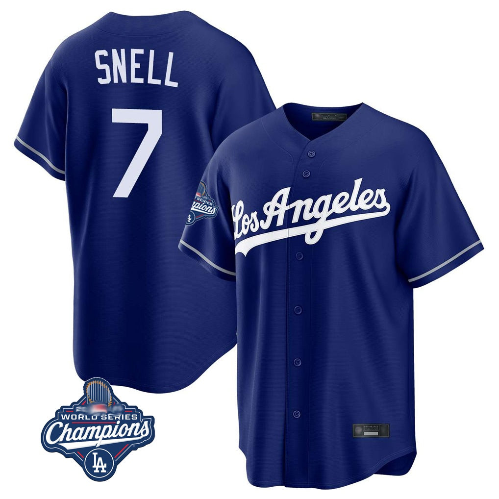 Los Angeles Dodgers #7 Blake Snell Player Royal CONTON Game World Series Meet Stitched Jerseys