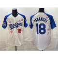 Los Angeles Dodgers #18 Yoshinobu Yamamoto White Royal CONTON 2025 World Series Champions Patch Tokyo Series Limited Stitched Jersey