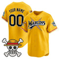 Custom Miami Marlins x One Piece Gold CONTON Vapor Premier Limited Jersey - Stitched