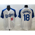 Los Angeles Dodgers #18 Yoshinobu Yamamoto Number White Blue CONTON Fashion Stitched Cool Base Limited Jersey