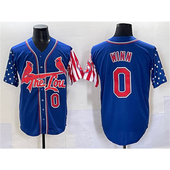 St. Louis Cardinals #0 Masyn Winn Royal CONTON Independence Day Vapor Premier Limited Stitched Jersey