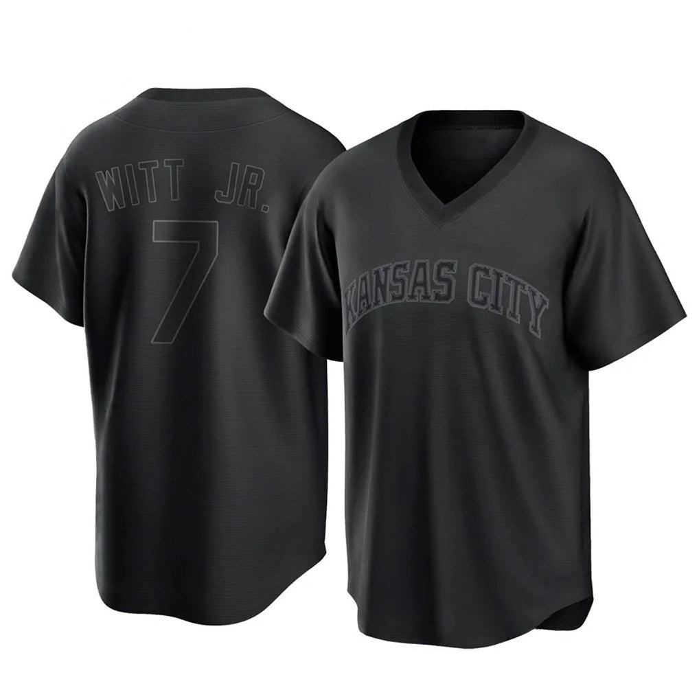 Kansas City Royals #7 Bobby Witt Jr. Player Black CONTON Fashion Game Stitched Jerseys