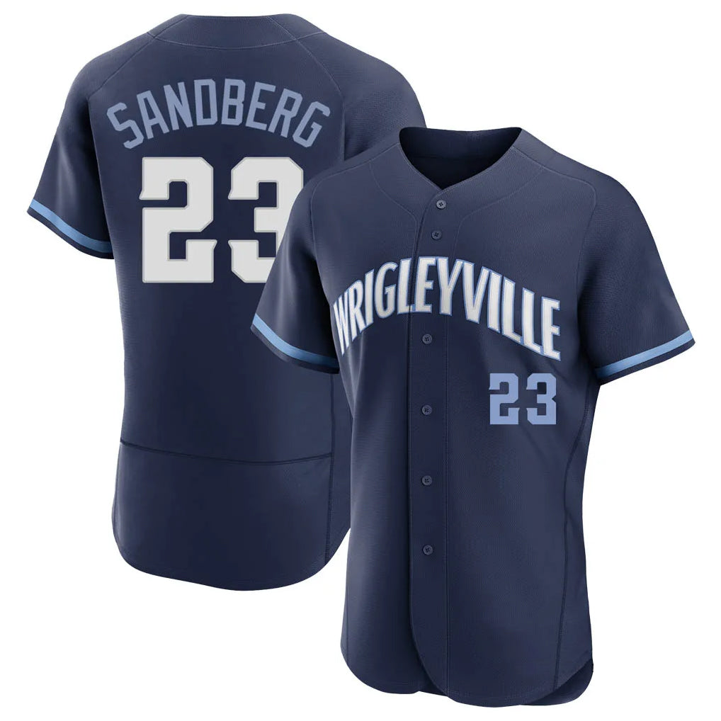 Chicago Cubs #23 Ryne Sandberg Player Navy CONTON City Connect Limited Elite Home Stitched Jerseys