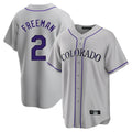 Colorado Rockies #2 Tyler Freeman Player Gray CONTON Game Home Stitched Jerseys