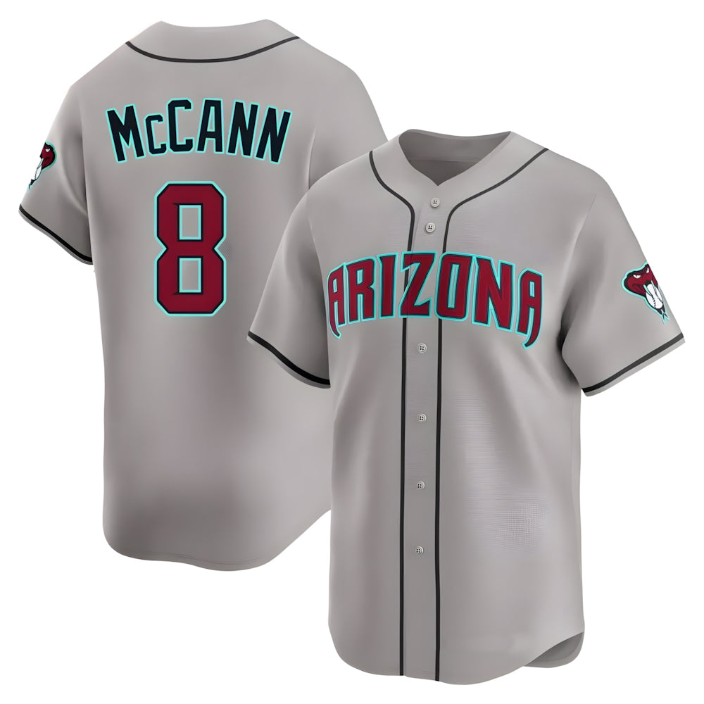 Arizona Diamondbacks #8 James McCann Player Gray CONTON Road Limited Home Game Stitched Jerseys