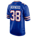 B.Bills #38 Tre Norwood Royal CONTON Team Game Jersey