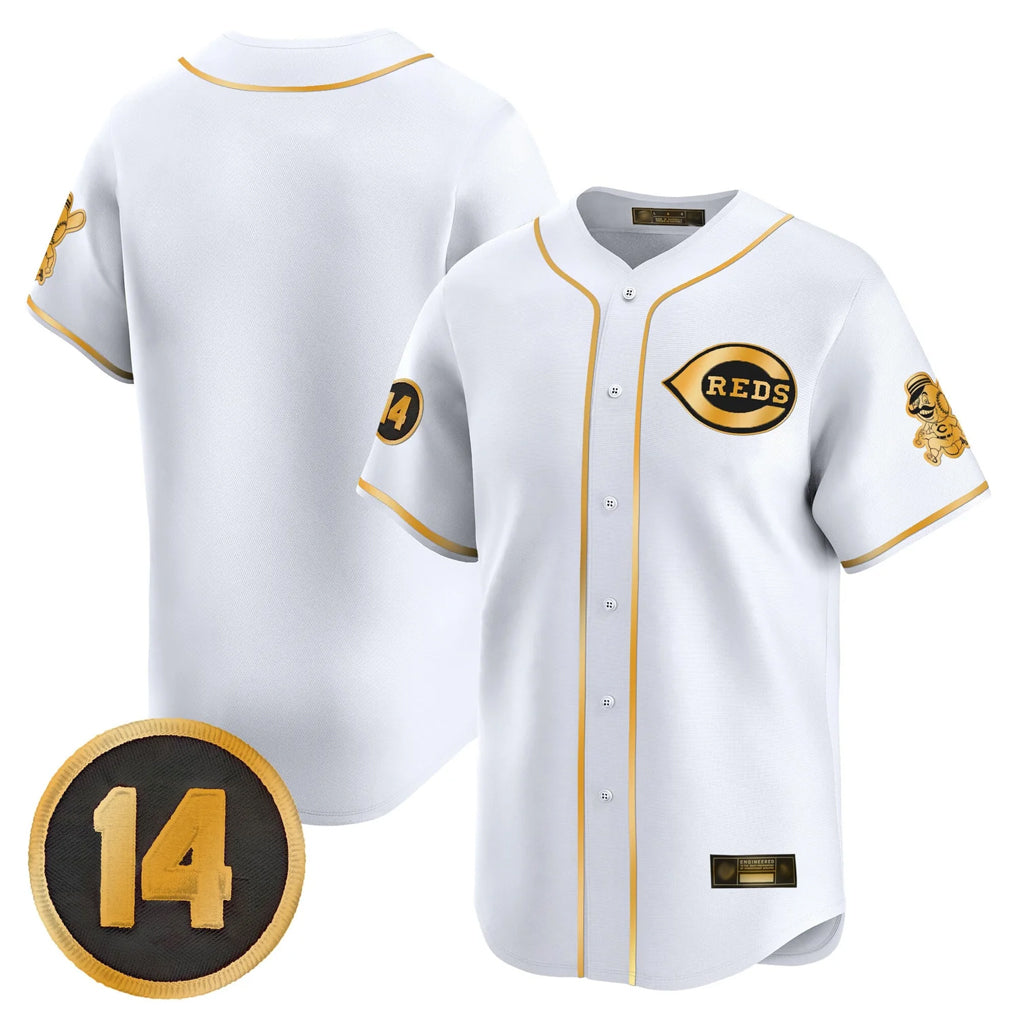 Cincinnati Reds Blank Player White-Gold CONTON Vapor Premier Limited Home Stitched Jerseys