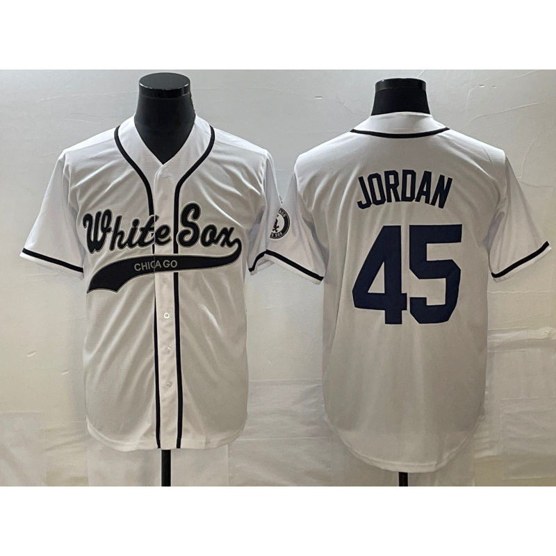 Chicago White Sox #45 Michael Jordan White CONTON Cool Base Stitched Jersey