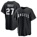 Los Angeles Angels #27 Mike Trout Black CONTON Lights Out Limited Stitched Jersey