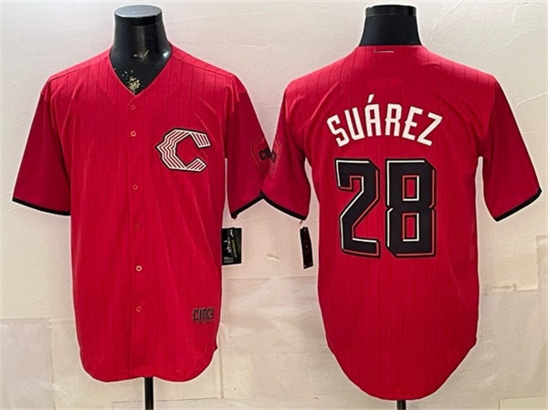 Cincinnati Reds #28 Eugenio Su¨¢rez Red CONTON 2026 City Connect Stadium Stitched Jersey