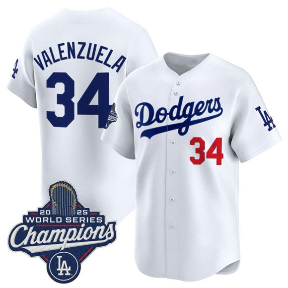 Los Angeles Dodgers #34 Fernando Valenzuela White CONTON 2025 Champions Stitched Jersey
