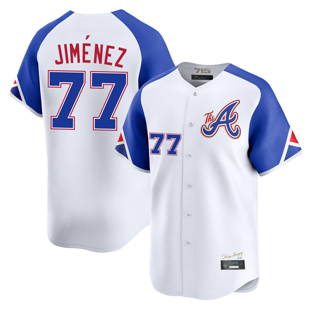Atlanta Braves #77 Joe Jimenez Player White CONTON City Connect Limited Home Game Stitched Jerseys