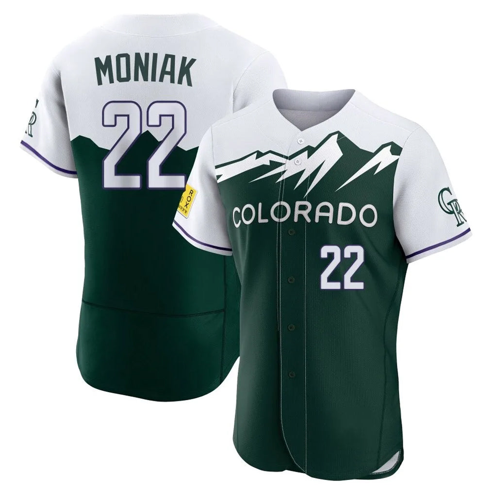 Colorado Rockies #22 Mickey Moniak Player Green CONTON City Connect Limited Elite Home Stitched Jerseys
