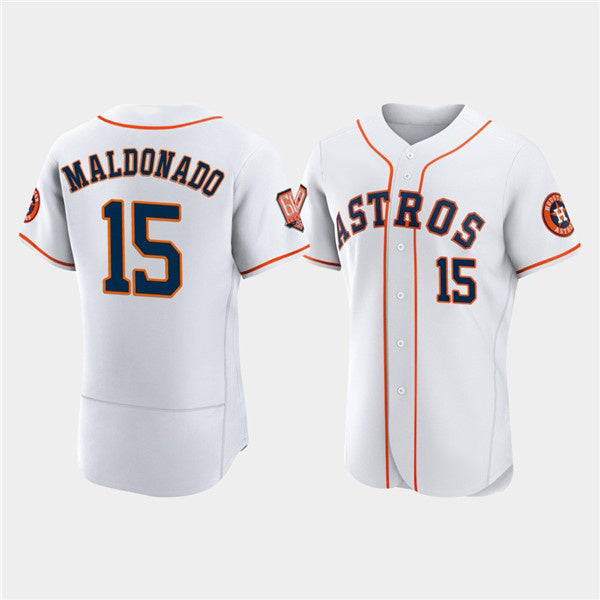 Houston Astros #15 Mart¨ªn Maldonado White CONTON 60th Anniversary Flex Base Stitched Jersey