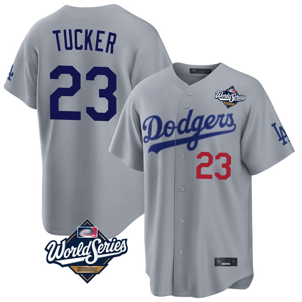 Los Angeles Dodgers #23 Kyle Tucker Player Gray CONTON World Series Game Home Stitched Jerseys