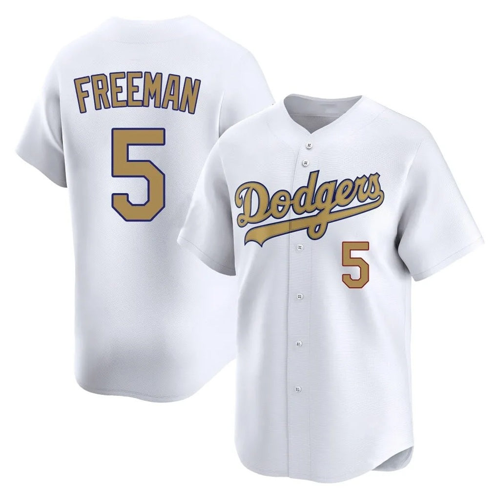 Los Angeles Dodgers #5 Freddie Freeman Player Gold CONTON Collection Limited Home Stitched Jerseys