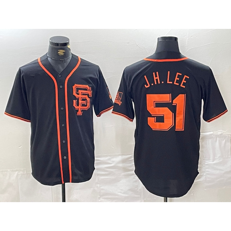 San Francisco Giants #51 Jung Hoo Lee Black CONTON With SF Stitched Cool Base Jersey