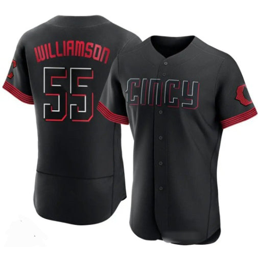Cincinnati Reds #55 Brandon Williamson Black CONTON 2023 City Connect Cool Base Stitched Jersey