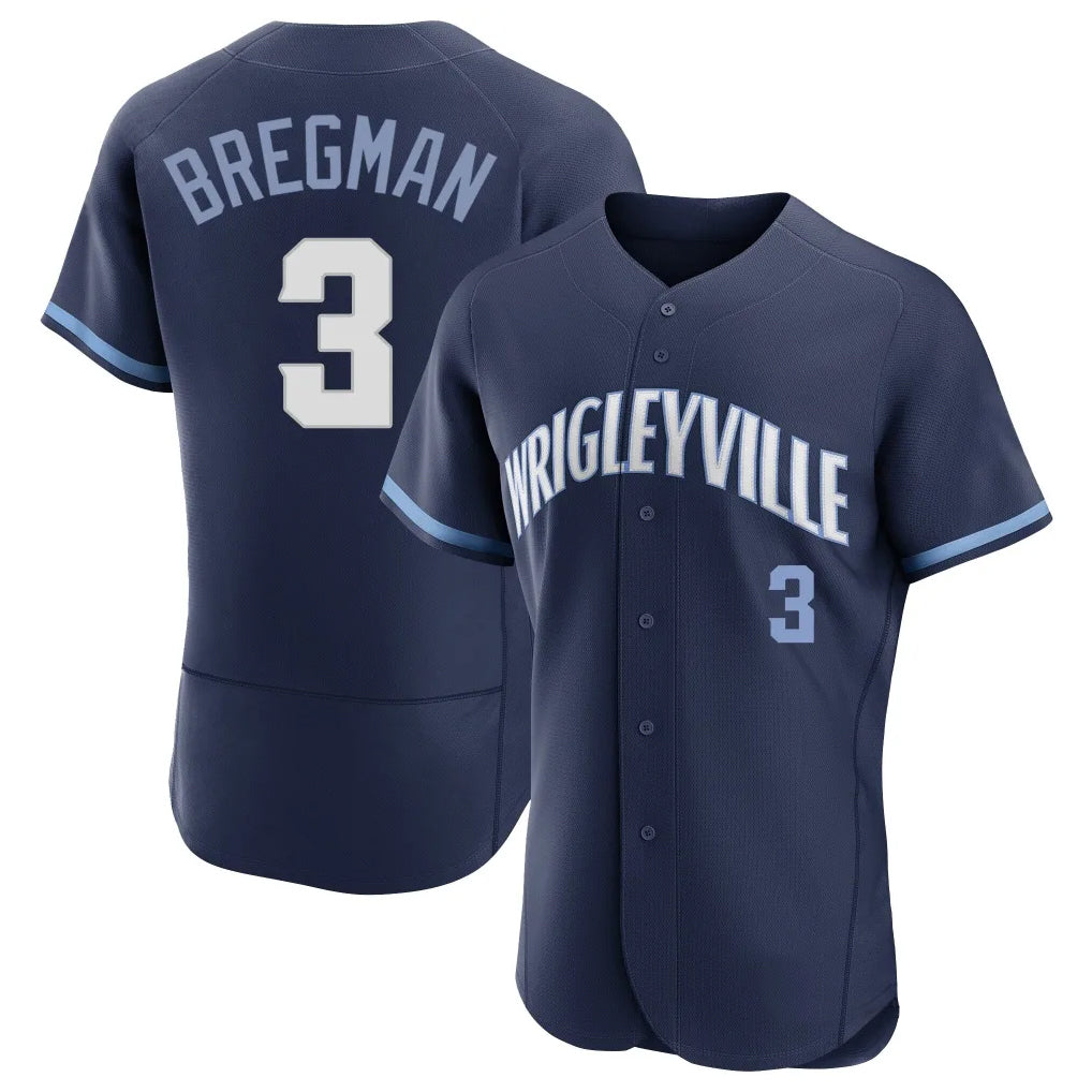 Chicago Cubs #3 Alex Bregman Player Navy CONTON City Connect Limited Elite Home Stitched Jerseys