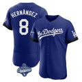 Los Angeles Dodgers #8 Enrique Hern¨¢ndez Player Royal CONTON World Series Meet City Connect Elite Home Stitched Jerseys