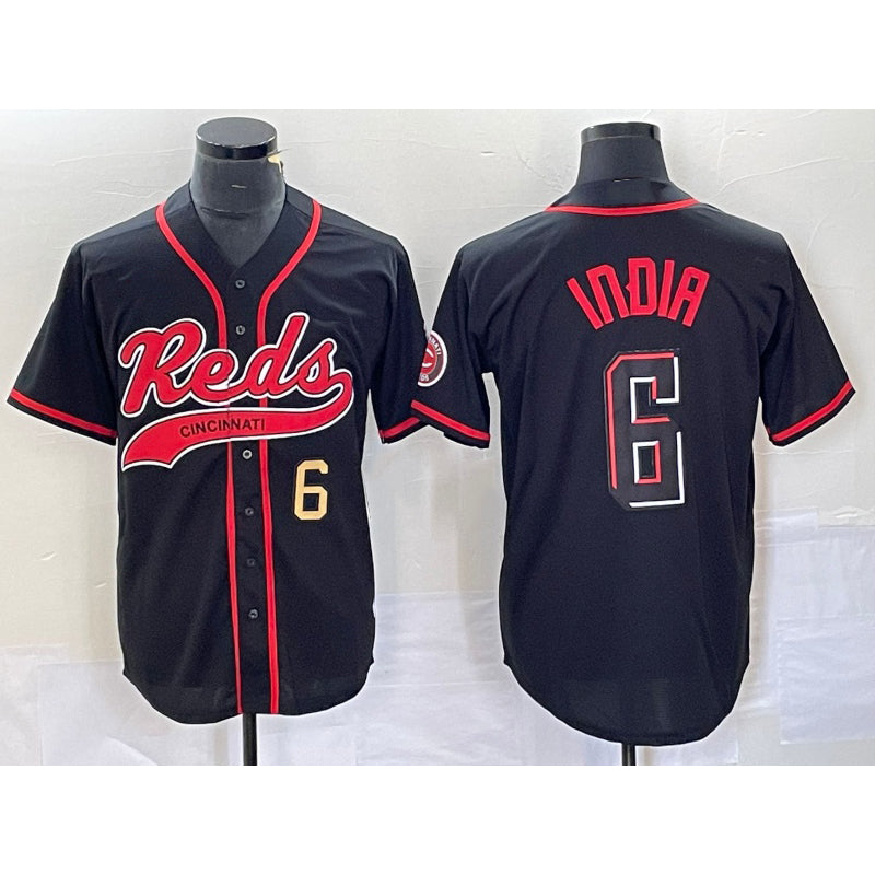Cincinnati Reds #6 Jonathan India Number Black CONTON 2023 City Connect With Patch Stitched Jersey