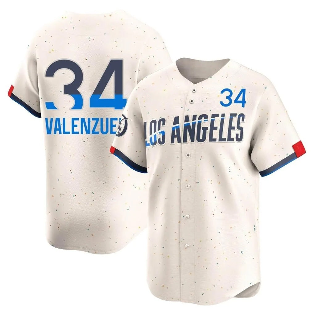 Los Angeles Dodgers #34 Fernando Valenzuela Player Cream CONTON City Connect Limited Home Stitched Jerseys