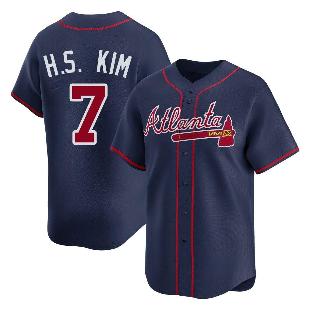 Atlanta Braves #7 Ha-Seong Kim Player Navy CONTON Limited Home Game Stitched Jerseys