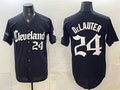 Cleveland Guardians #24 Chase DeLauter Black CONTON Gothic Vapor Premier Limited Stitched Jersey