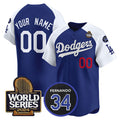 Custom Los Angeles Dodgers ACTIVE PLAYER Royal White CONTON 2024 World Series With Fernando Memorial Patch Limited Stitched Jersey
