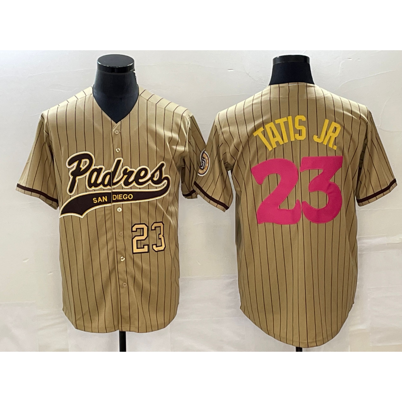 San Diego Padres #23 Fernando Tatis Jr Number Tan CONTON NEW 2023 City Connect Cool Base Stitched Jersey