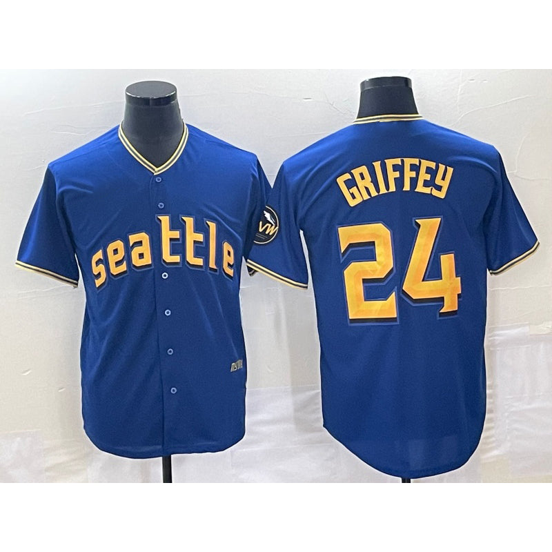 Seattle Mariners #24 Ken Griffey Blue CONTON 2023 City Connect Cool Base Stitched Jersey