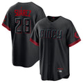 Cincinnati Reds #28 Eugenio Suarez Player Black CONTON City Connect Home Game Stitched Jerseys