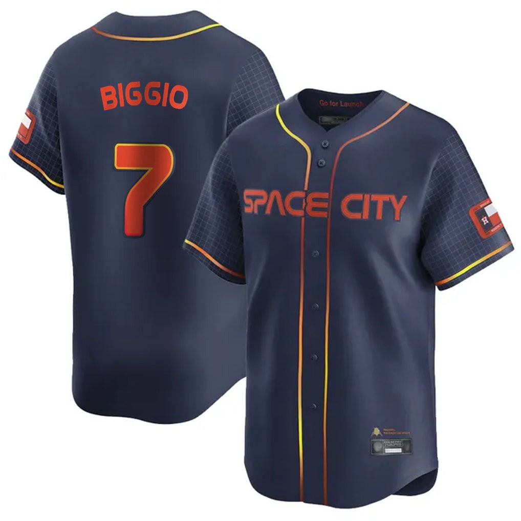 Houston Astros #7 Craig Biggio Player Navy CONTON City Connect Home Limited Stitched Jerseys