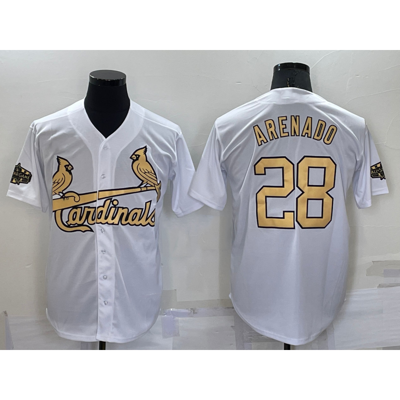 St. Louis Cardinals #28 Nolan Arenado White CONTON 2022 All Star Stitched Cool Base Jersey