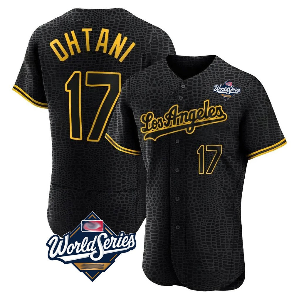 Los Angeles Dodgers #17 Shohei Ohtani Player Black CONTON World Series Snake Skin City Limited Elite Home Stitched Jerseys