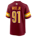W.Commanders #91 Deatrich Wise Jr. Burgundy CONTON Team Game Jersey