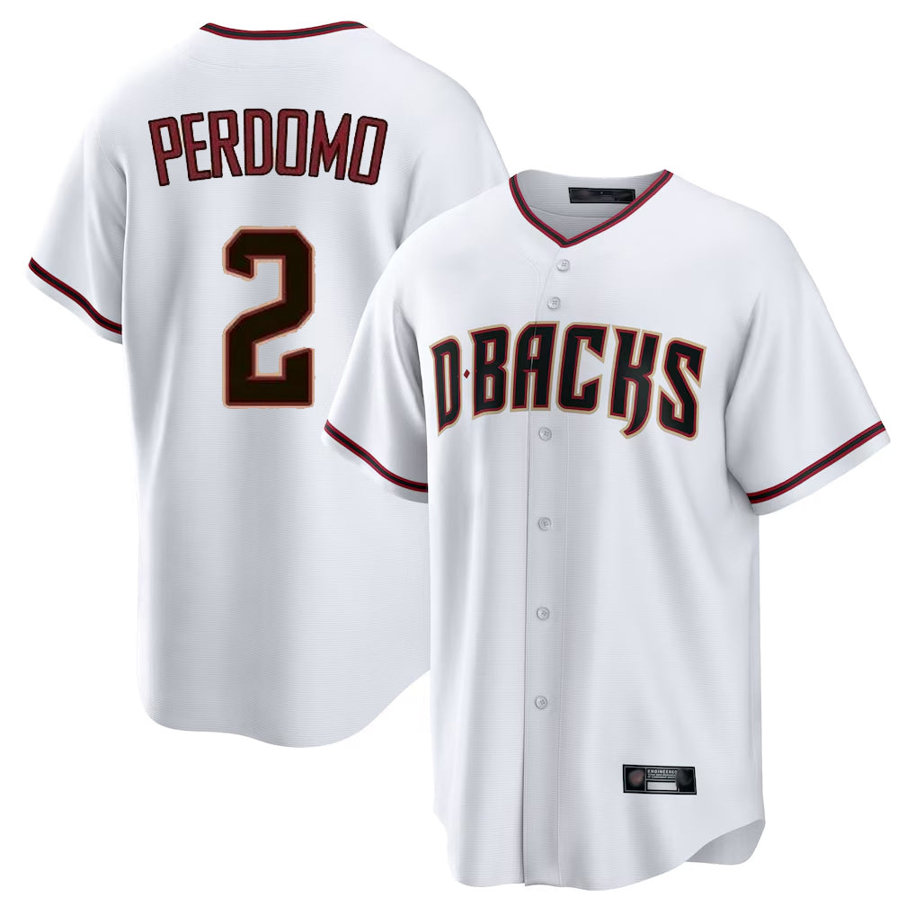 Arizona Diamondbacks #2 Geraldo Perdomo Player White CONTON Home Game Stitched Jerseys