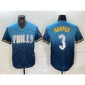 Philadelphia Phillies #3 Bryce Harper Blue CONTON 2024 City Connect Limited Stitched Jersey