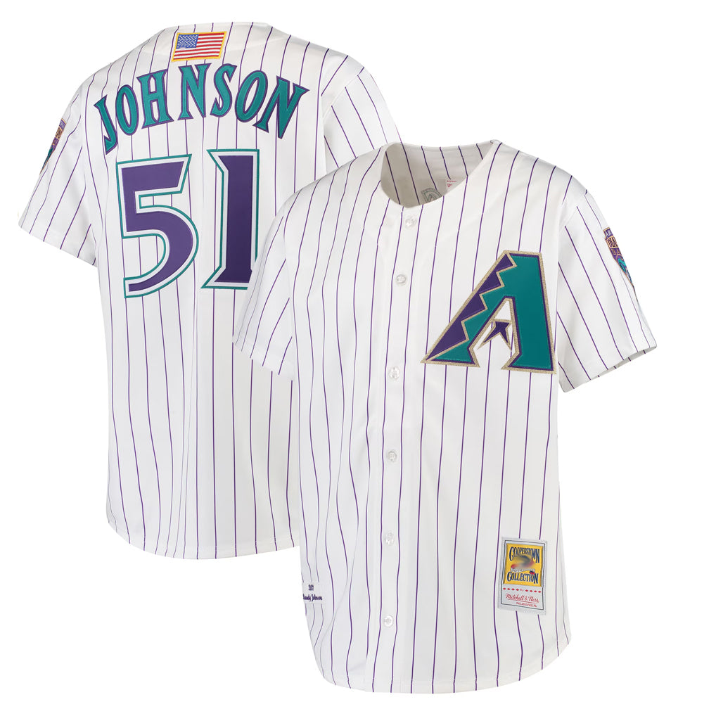 Arizona Diamondbacks #51 Randy Johnson Player White CONTON Mitchell & Ness Limited Home Stitched Jerseys